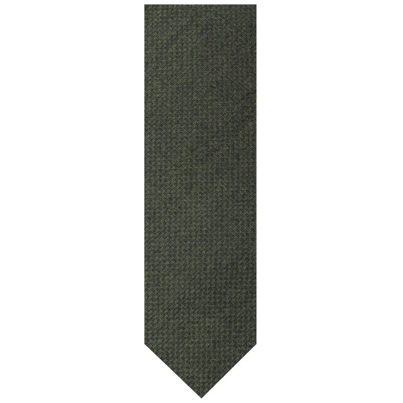 Wool olive necktie with a unique weave