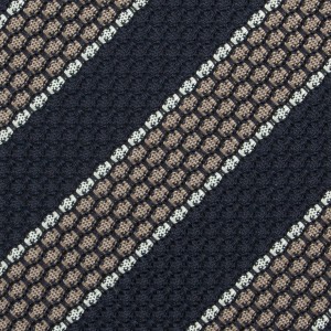 Navy and beige tie crafted from silk grenadine KSG4348a.jpg