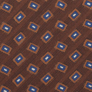 Brown silk tie featuring a geometric pattern in brown, navy, and white tones KST4342a.jpg