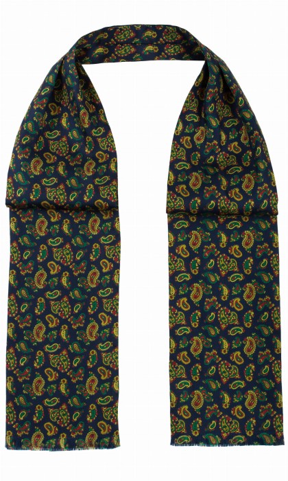 Granatowy jedwabny fular w kolorowy paisley FS1905.jpg