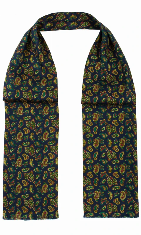 Granatowy jedwabny fular w kolorowy paisley FS1905.jpg