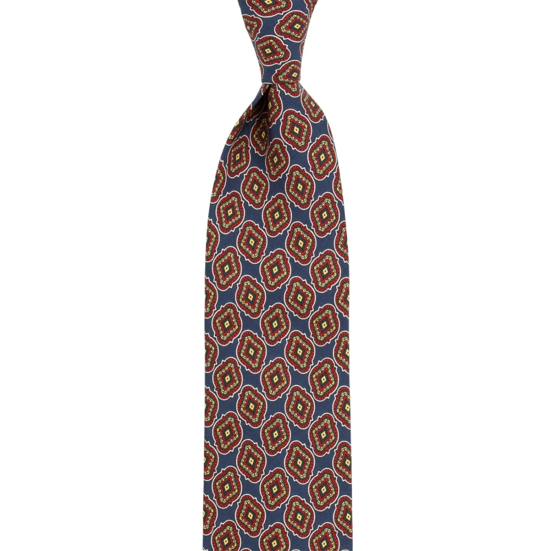 Navy blue silk tie with red rosettes KSAR6062.jpg