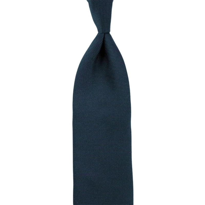 Navy blue silk necktie with a diamond structure