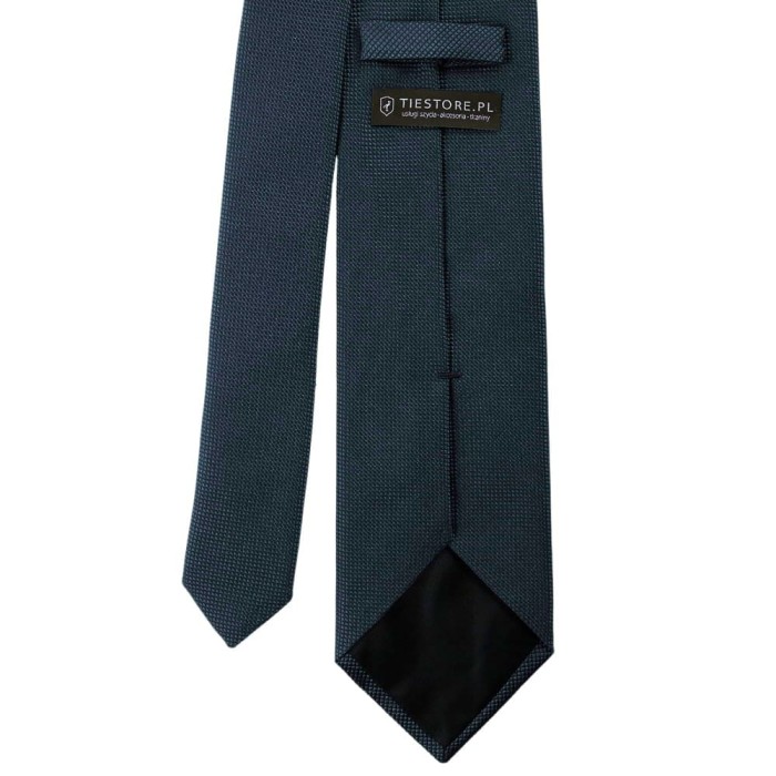 Navy blue silk necktie with a diamond structure - 3fold lining tipped