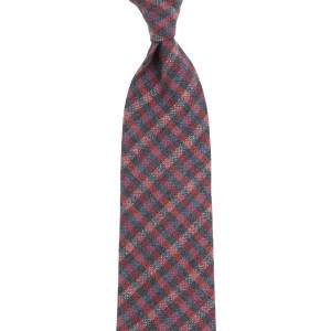 Gray-raspberry cashmere tie with a check pattern KWS4371.jpg