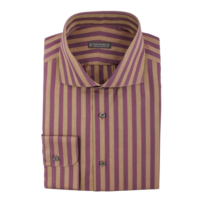 Shirt with burgundy-gold stripes from Albini mill KTC4358.jpg