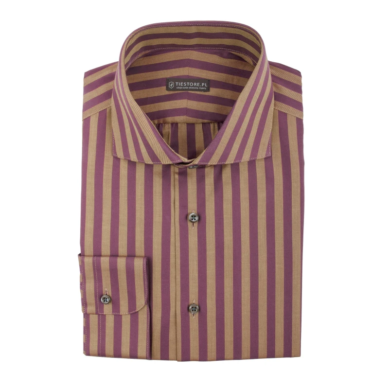 Shirt with burgundy-gold stripes from Albini mill KTC4358.jpg