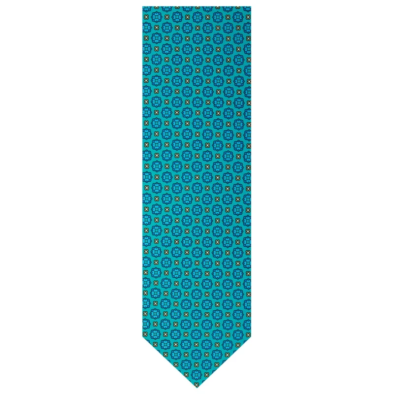 Turquoise silk tie with medallions KST4334.jpg
