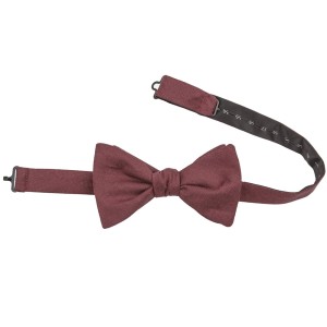 Burgundy silk-linen bow tie for selftying