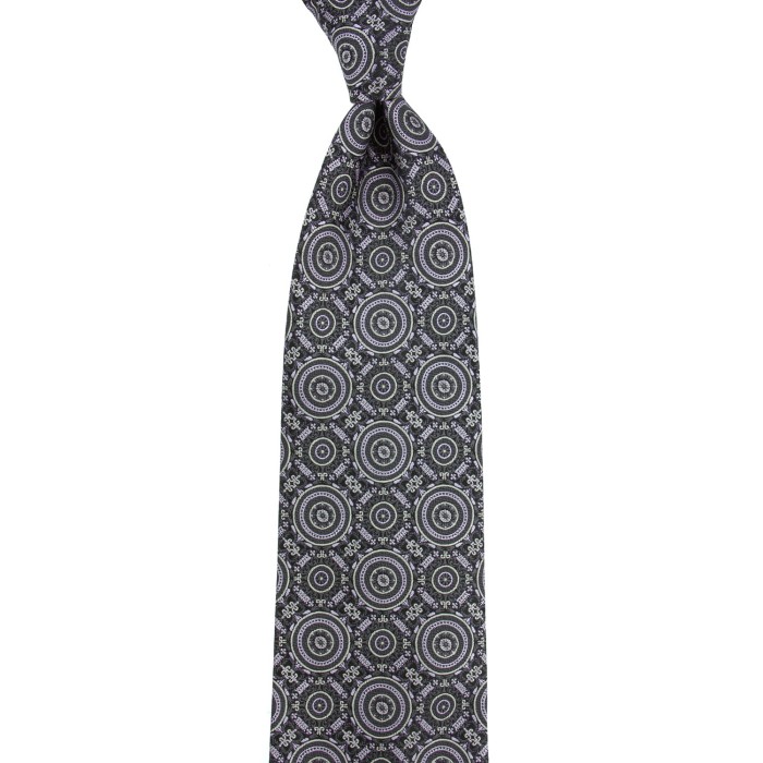 Black silk tie with large medallions KST4375.jpg
