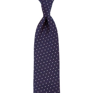 Jacquard silk tie in claret and navy blue colors with white polka dots