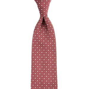 Pink jacquard silk tie  with the white dots