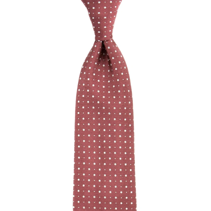 Pink jacquard silk tie  with the white dots