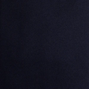 A close-up of a plain navy silk tie