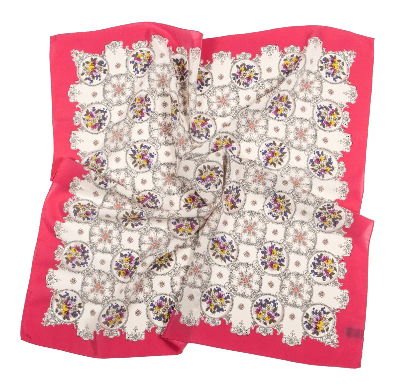Cream colored  scarf with pink border