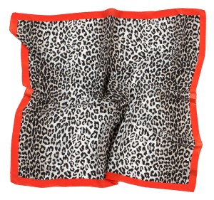 Monochrome silk spotted scarf with red border
