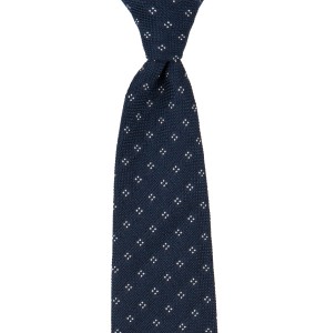 Dark navy blue grenadine tie with tiny white squares