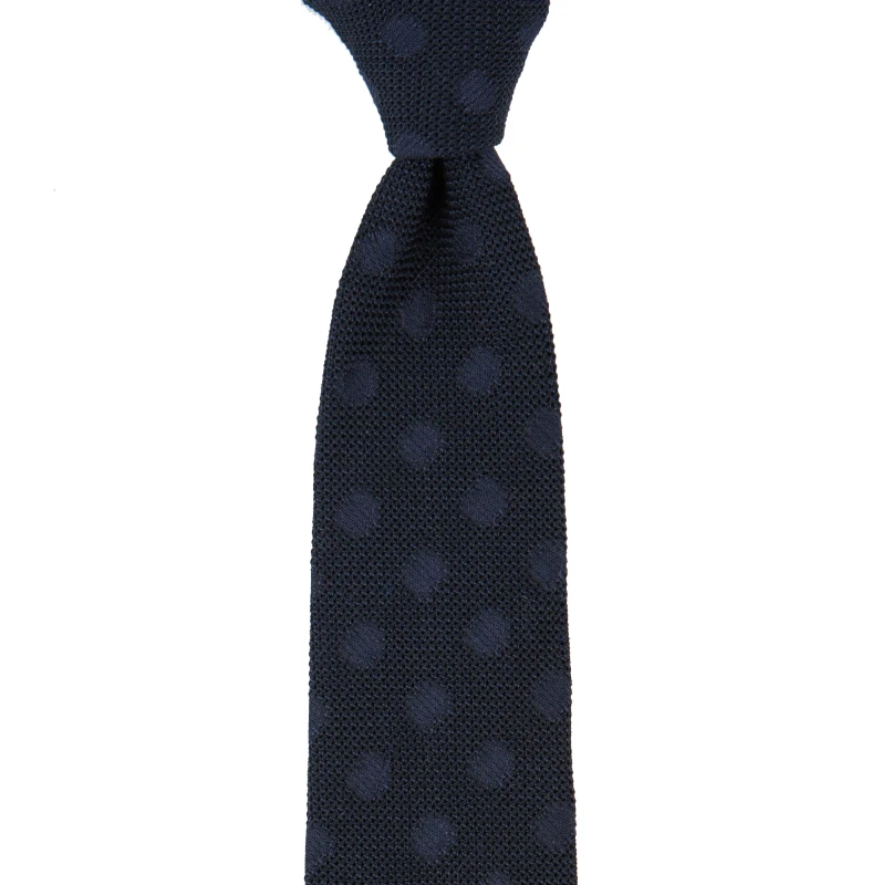 Navy grenadine tie with a structural polka dots