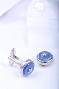 Round blue cufflinks