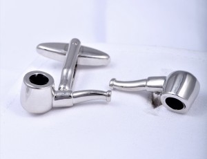 Cufflinks in the shape of pipes