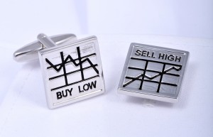 Square cufflinks with a stock chart