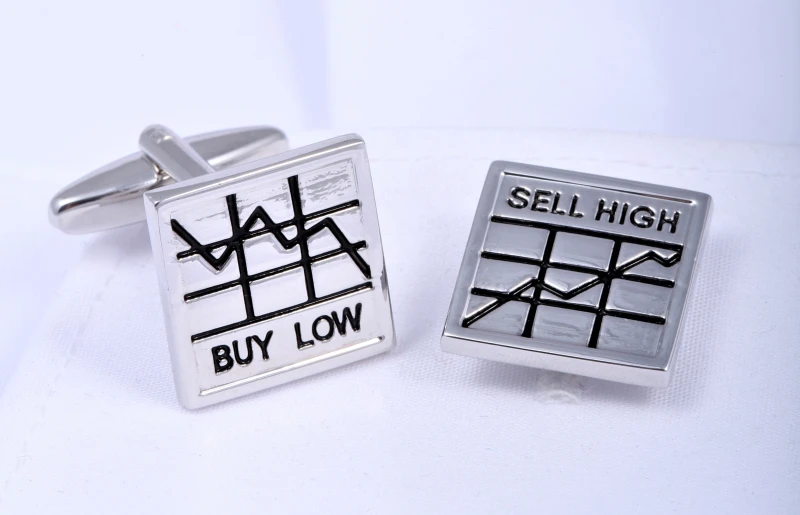 Square cufflinks with a stock chart
