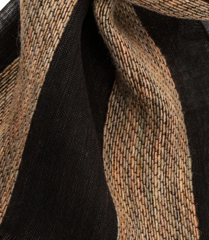 Brown wool scarf with stripes