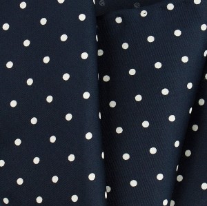 Dark navy blue silk pocket square with white dots