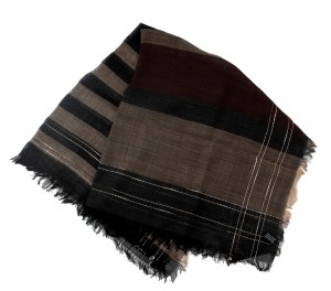 Black wool scarf with stripes
