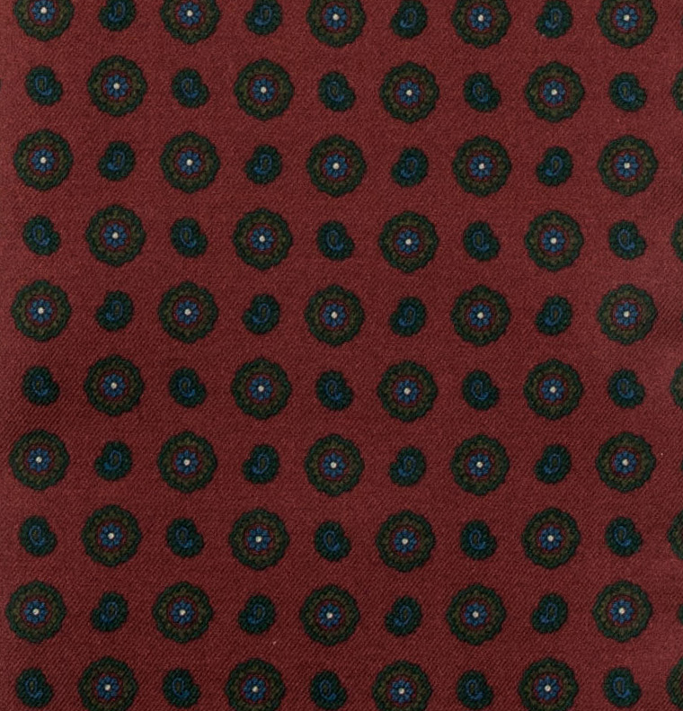 Brick coloured ascot with green flowers pattern