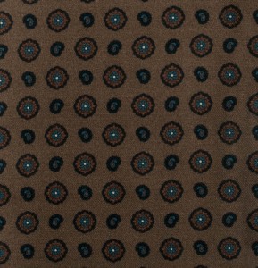 Brown ascot with blue flowers and fine paisley